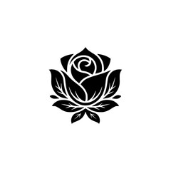 Black Rose Silhouette: Minimalist Floral Design on White