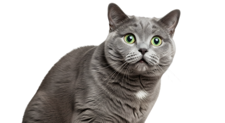 Adorable Gray Cat with Striking Green Eyes A Close-Up Portrait of Feline Beauty and Charm