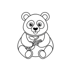 Fototapeta premium Printable Panda Eating Bamboo Coloring Page Vector