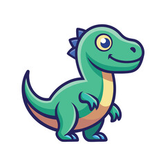 Cute cartoon dinosaur with vibrant colors and playful expression suitable for children's designs and educational materials