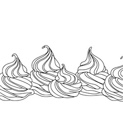 Elegant Swirls: Black and White Dessert Border Design