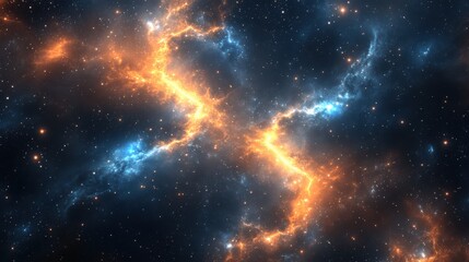 Colorful Cosmic Nebula in Vast Universe with Bright Star Formation