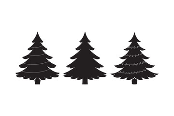 Obraz premium Christmas Tree Silhouettes Pine Tree Vector Icons for Holiday Design