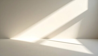 Sunlight Beam and Shadow on White Wall and Floor
