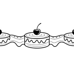 Cake Ribbon Pattern: Black and White Dessert Border