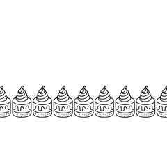 Line Art Cupcakes Border on White, Minimalist Dessert Design