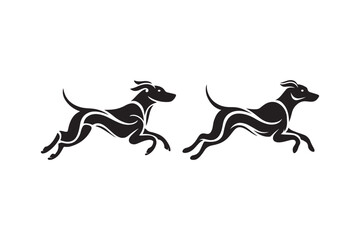 Tribal Running Dog Silhouette Logo Design Vector Art Illustration