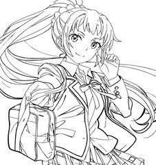 Drawn anime coloring pages illustration	