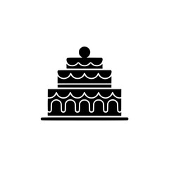 Black and White Cake Icon with Shadow, Minimalist Design