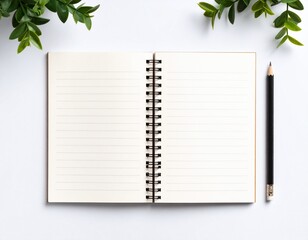 open ruled notebook with a pencil