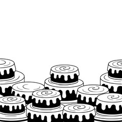 Black and White Bakery Cakes Illustration - Festive Design