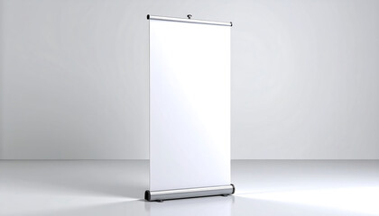 Vertical Blank Trade Show Banner With Realistic Lighting and Floor