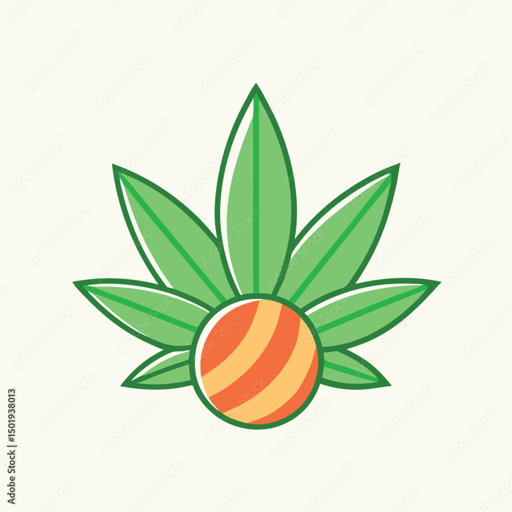 Poster creative vector illustration featuring a leaf with vibrant colors and playful elements for cannabis-