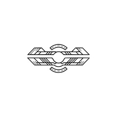 Geometric Logo Design, Abstract Black and White Emblem on White Background