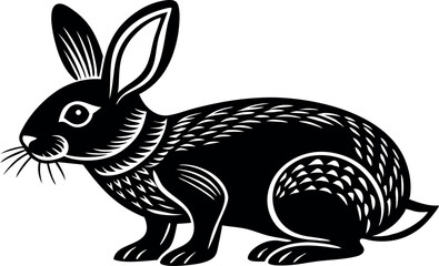 Easter Bunny continuous one line drawing. Easter border with eggs and cute cartoon bunny in continuous line art drawing style