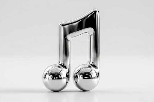 Shiny Metallic Music Notes Sculpture for Artistic and Musical Themes - Powered by Adobe
