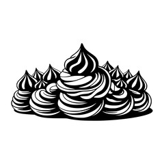 Swirl Dessert Vector Art in Black and White, Abstract Edible Treat