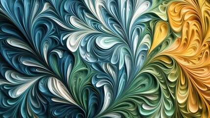 Vibrant Abstract Swirl Art in Eye-Catching Blue and Gold Tones