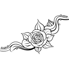 Elegant Monochrome Rose Floral Design Element