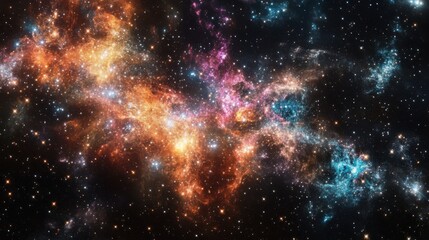 Fototapeta premium Vibrant Cosmic Nebula in Deep Space with Colorful Star Formation
