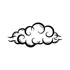 Minimalist Black Cloud Illustration on White Background