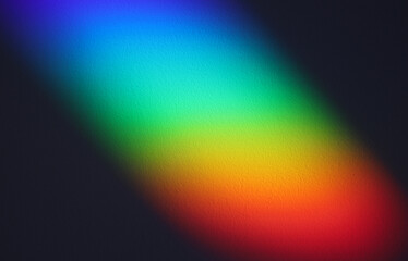 Soft focus rainbow neon grain blur texture wall with prism refraction. Light and shadow smoke...