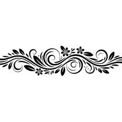 Elegant Floral Border Design in Black & White, Decorative Ornament