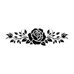 Elegant Black Rose Floral Border Design on White Background