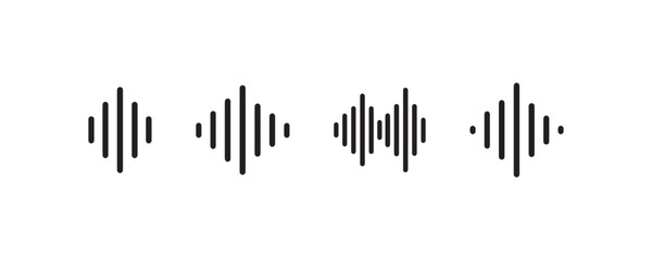 Black sound waveforms on white background - minimalistic audio design.