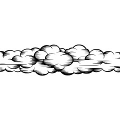 Comic Cloudscape: Black & White, Vintage Style Illustration