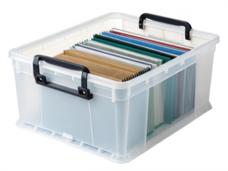 Office plastic file box png document storage box png file container png office organization box png archival box png transparent background image