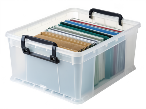 Office plastic file box png document storage box png file container png office organization box png archival box png transparent background image