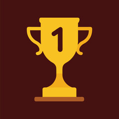Golden Trophy with Number One Icon Vector