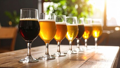 Craft beer tasting event brewery beverage photography cozy atmosphere close-up view artisanal selection