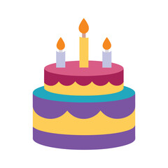 Birthday Cake with Lit Candles Vector Design