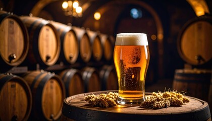 Craft beer tasting event brewery cellar beverage photography rustic environment close-up view artisan brewing