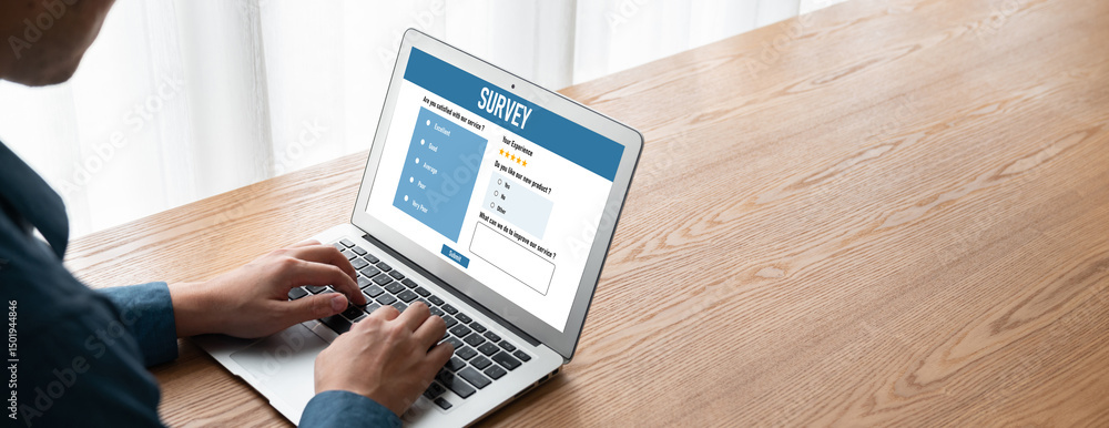 Poster online survey form for modish digital information collection on the internet network