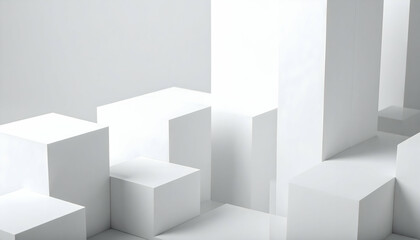 White Geometric Cubes Abstract Background