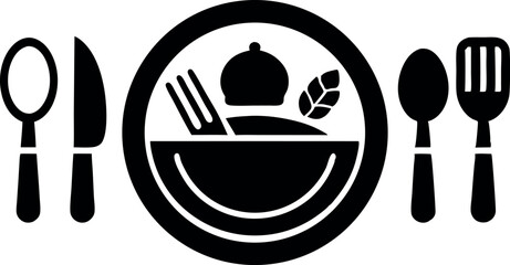 restaurant logo icon frok and spoon silhouette 