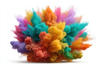 Fototapeta premium Colorful powder explosion effect on white background