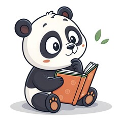 Cute Panda Reading Book
