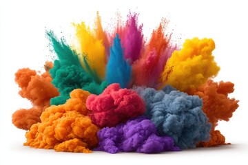 Fototapeta premium Colorful powder explosion effect on white background