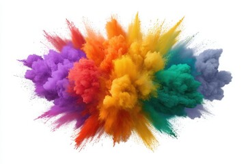 Fototapeta premium Colorful powder explosion effect on white background