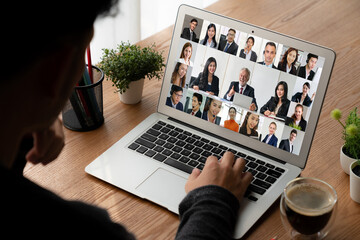 Business people on video conference for modish virtual group meeting of corprate business office...