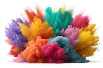 Fototapeta premium Colorful powder explosion effect on white background