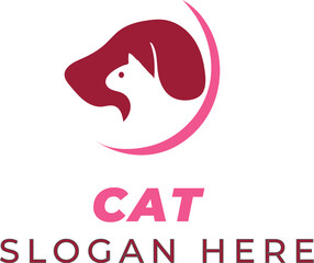 Bright Pink Dog and Cat Head Vector &ndash; Warm and Playful Design
