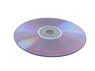 Shiny reflective compact disc isolated on transparent background, rainbow light reflections, digital data storage, cd dvd glossy surface