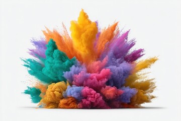 Fototapeta premium Colorful powder explosion art on white background