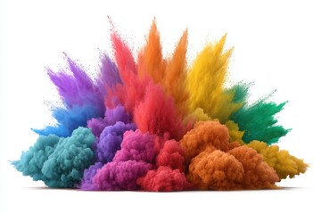 Fototapeta premium Colorful powder explosion effect on white background