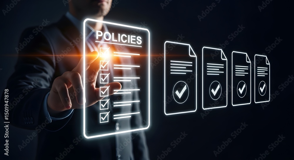 Poster streamlining business processes effective policy implementation and compliance through digital trans